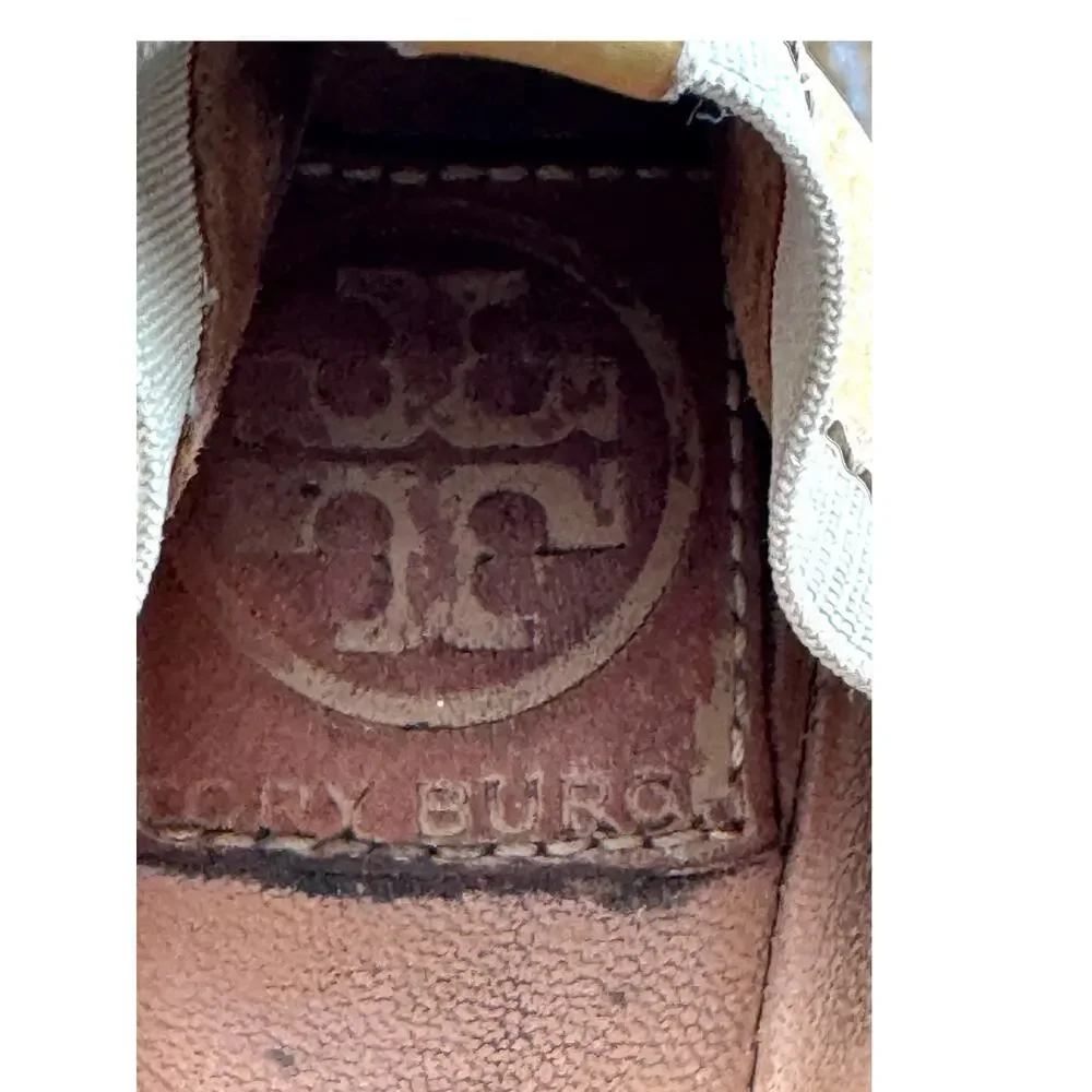 Tory Burch Caroline Ballet Flats Brown Patent Leather Logo‎ Size 5 M Pre-Owned